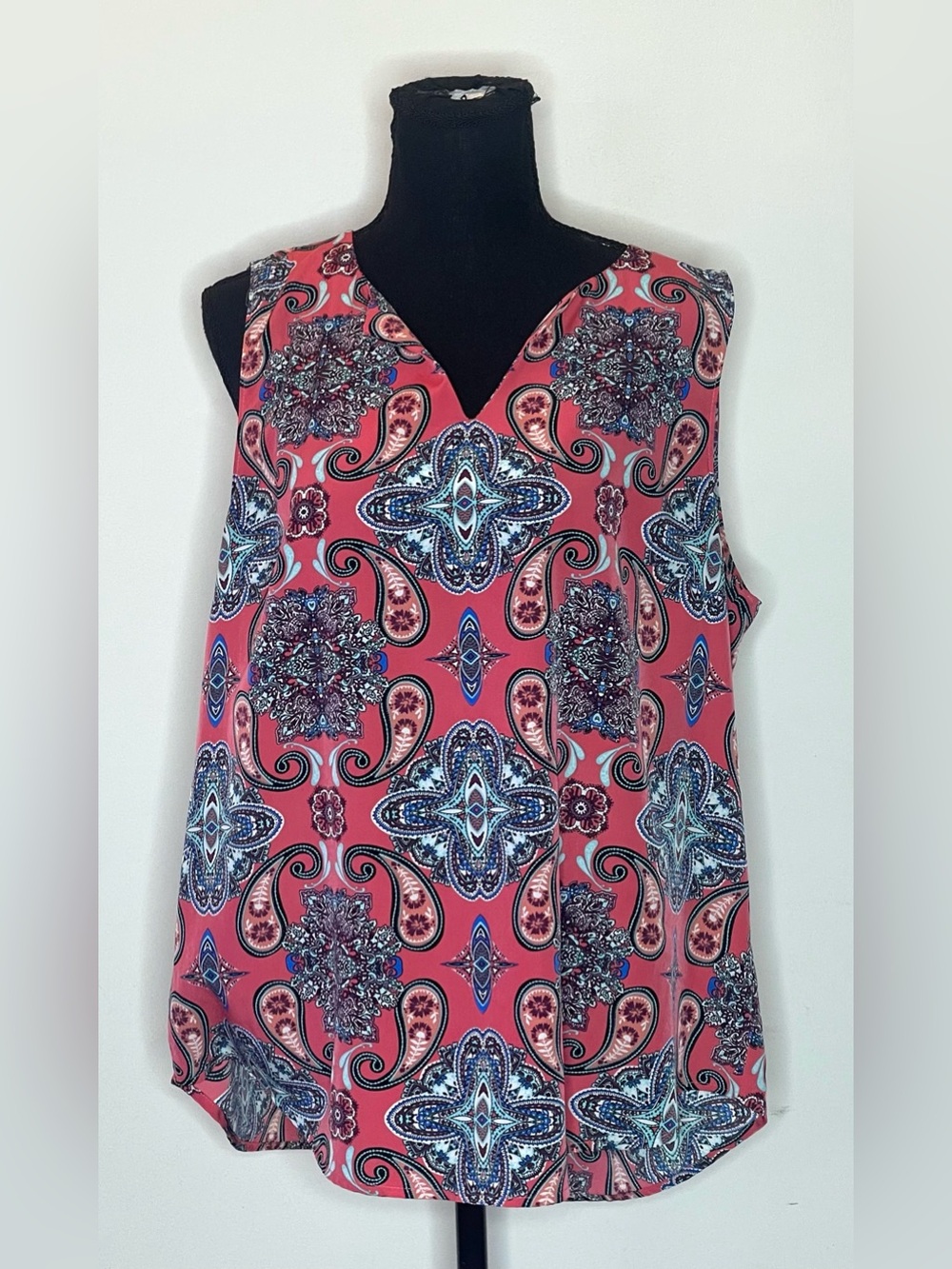 VERSE- Coral Paisley Print Sleeveless Camisole Size XL